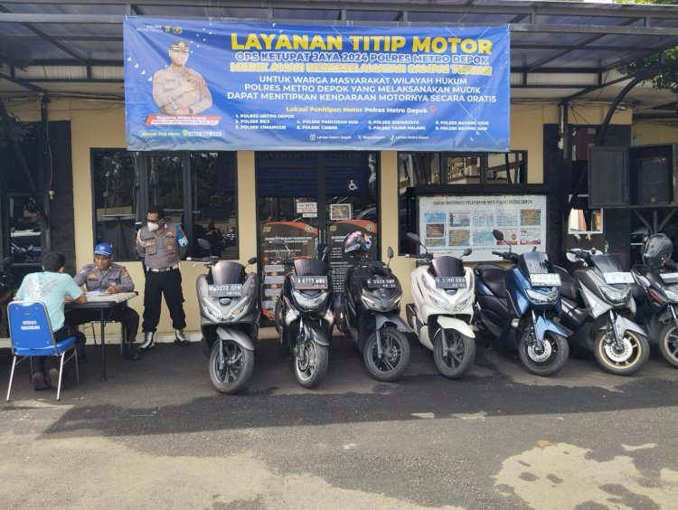 Layanan Titip Motor Gratis bagi Pemudik di Polres Metro Depok Dan Polsek Jajaran