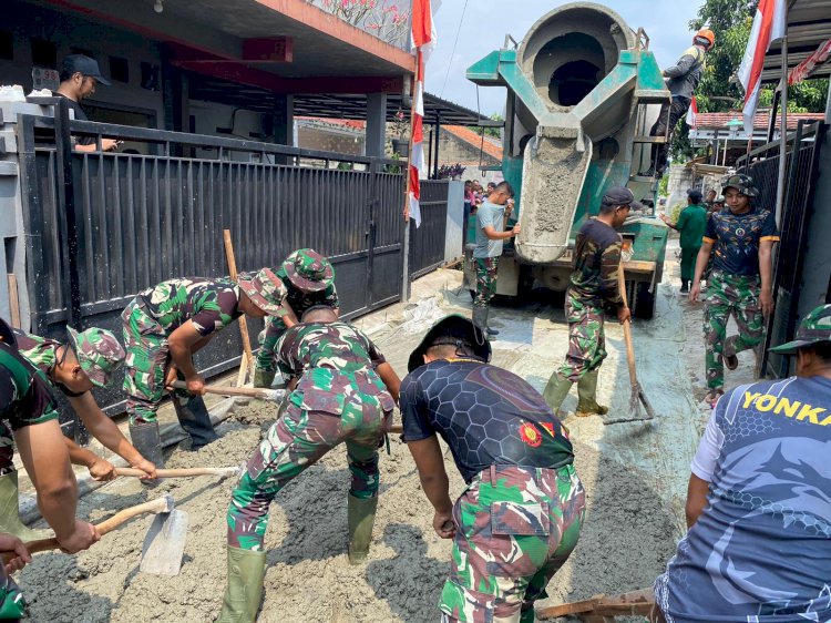 TMMD Kota Depok Laksanakan Pekerjaan Fisik Pengecoran Jalan Sepanjang 30 Meter