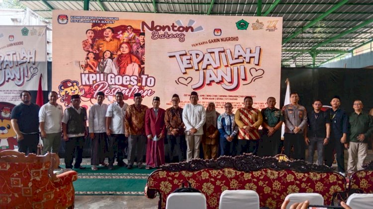 Hari Santri Nasional 2024, KPU Kota Jakbar dan Pondok Pesantren Alwashilah Gelar Nonton Bareng
