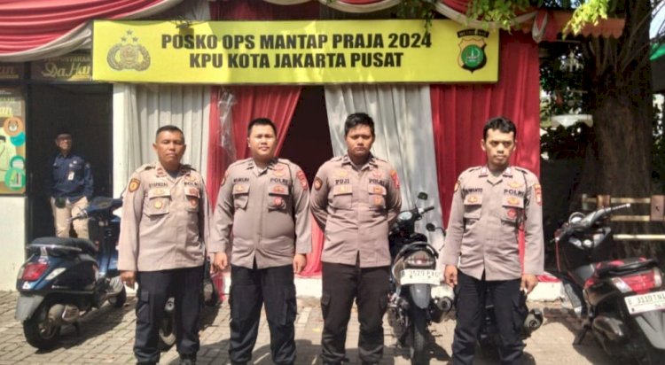Polsek Sawah Besar Pengamanan di Posko Mantap Praja KPU Kota Jakarta Pusat