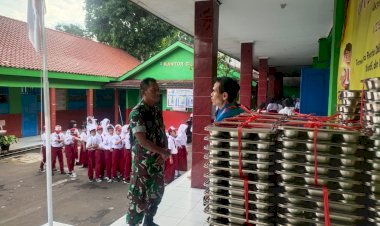 Babinsa Koramil 07/Limo Kawal Distribusi Ribuan Porsi Makan Bergizi Gratis Untuk Sekolah di Kecamatan Limo dan Cinere