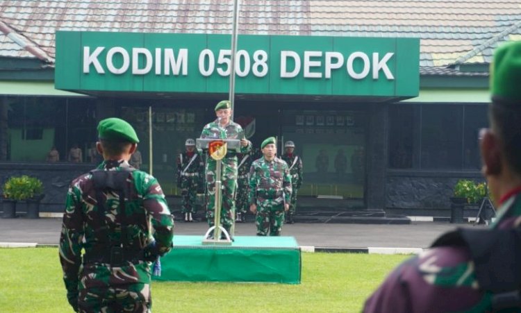 Kasdim 0508/Depok Pimpin Upacara 17-san, Sampaikan Amanat Pangdam Jaya