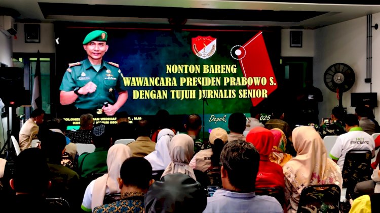 Dandim 0508/Depok Sampaikan Minal Aidin Wal Faidin Mohon Maaf Lahir Batin Saat Nobar Wawancara Presiden Dengan Tujuh Jurnalis Wartawan Senior