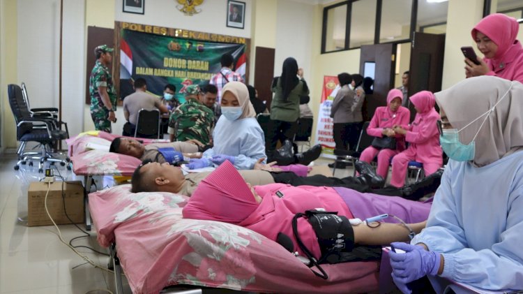 Menyambut HUT Bhayangkara Ke -79 Polres Pekalongan Gelar Bakti Sosial Donor Darah
